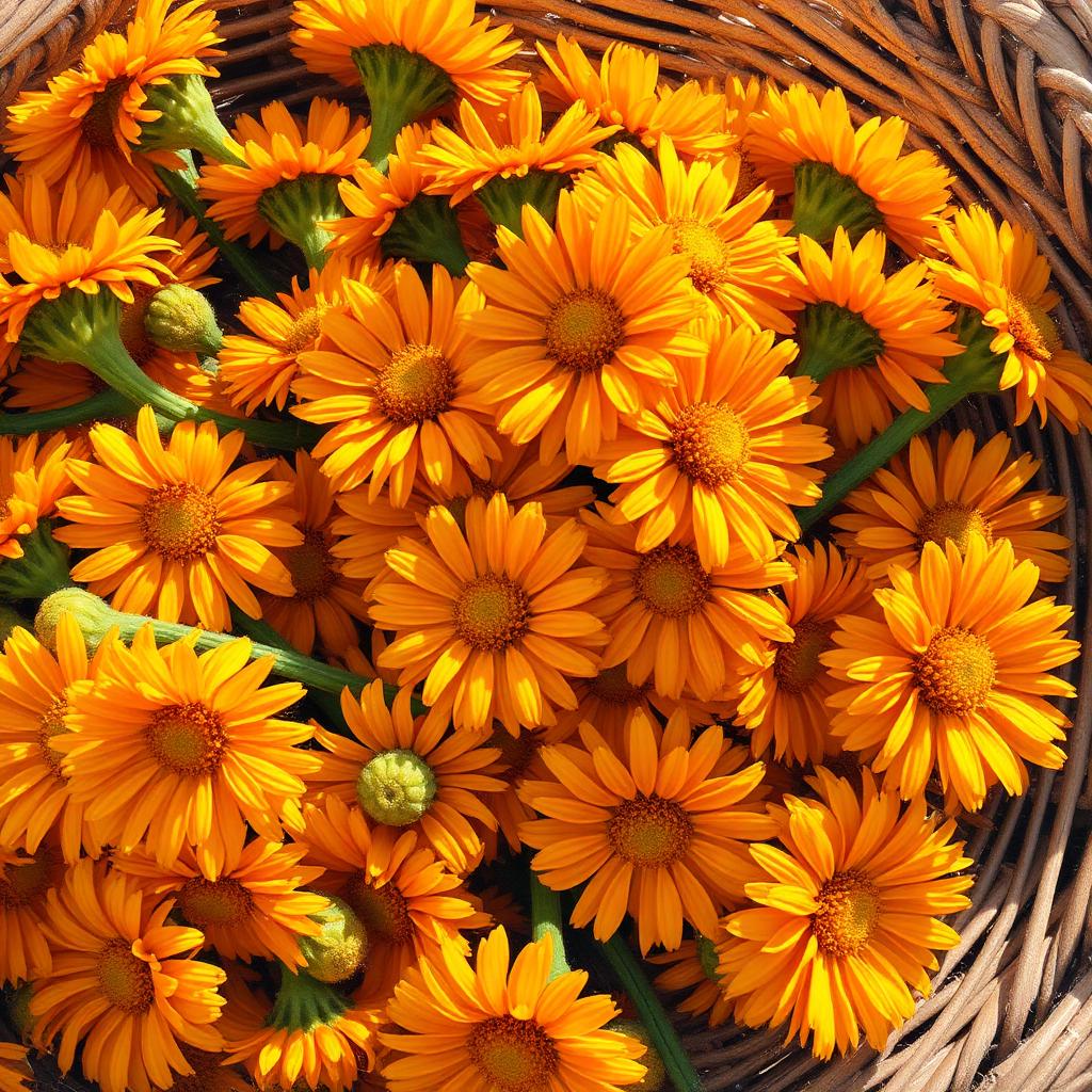 Calendula gathered in a basket