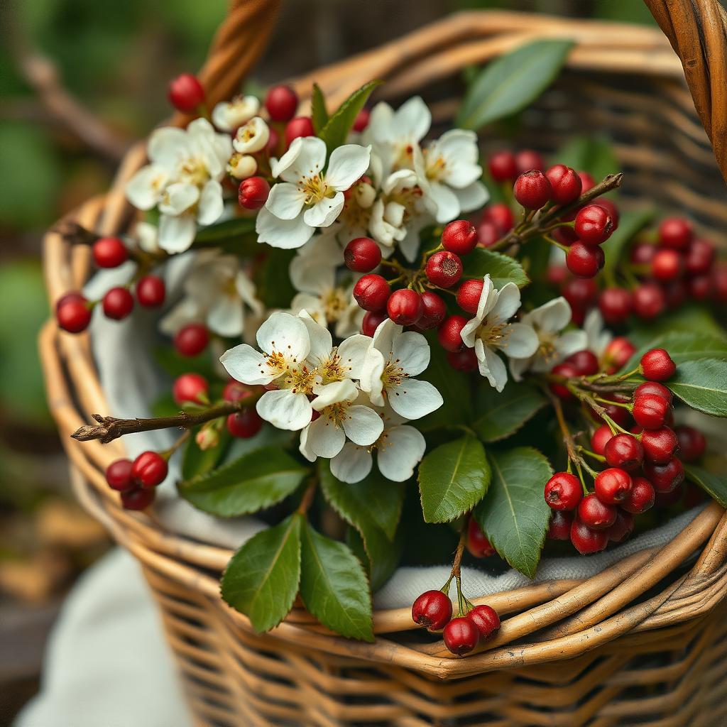 Hawthorn gathered in a basket