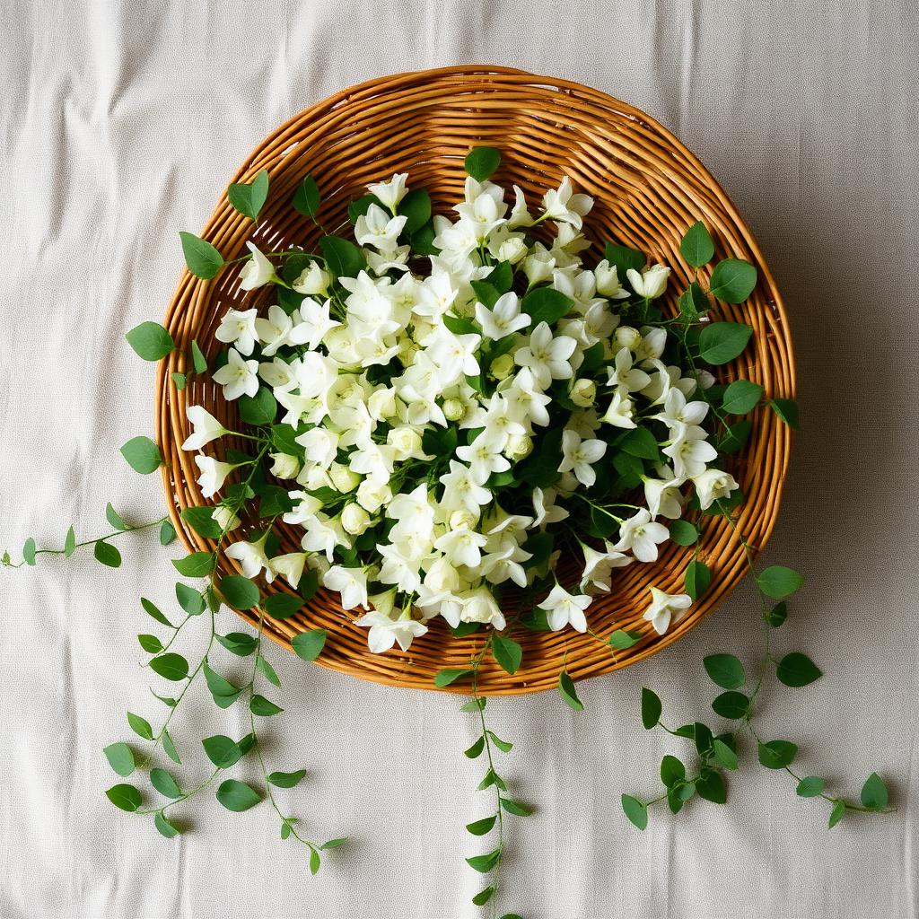 Jasmine gathered in a basket