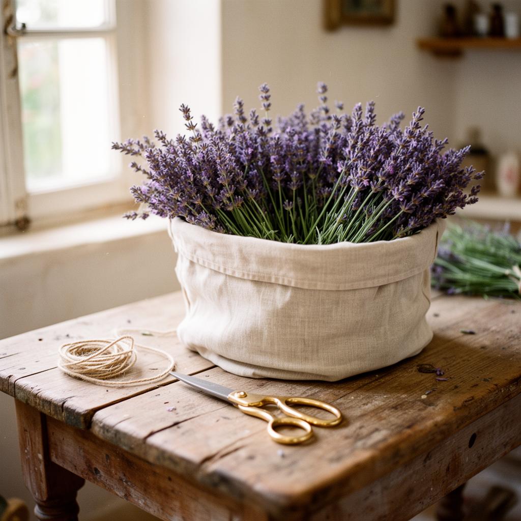 Lavender gathered in a basket