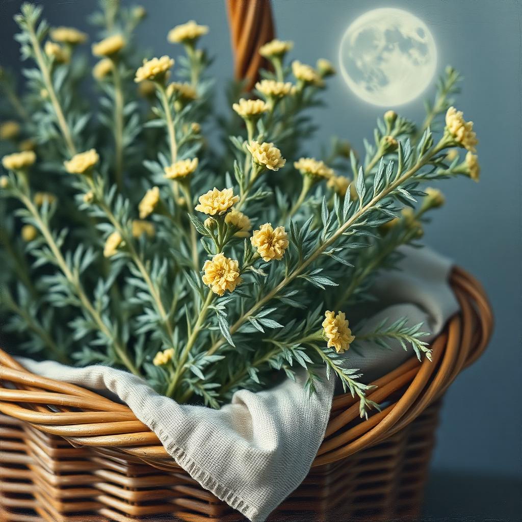 Mugwort gathered in a basket