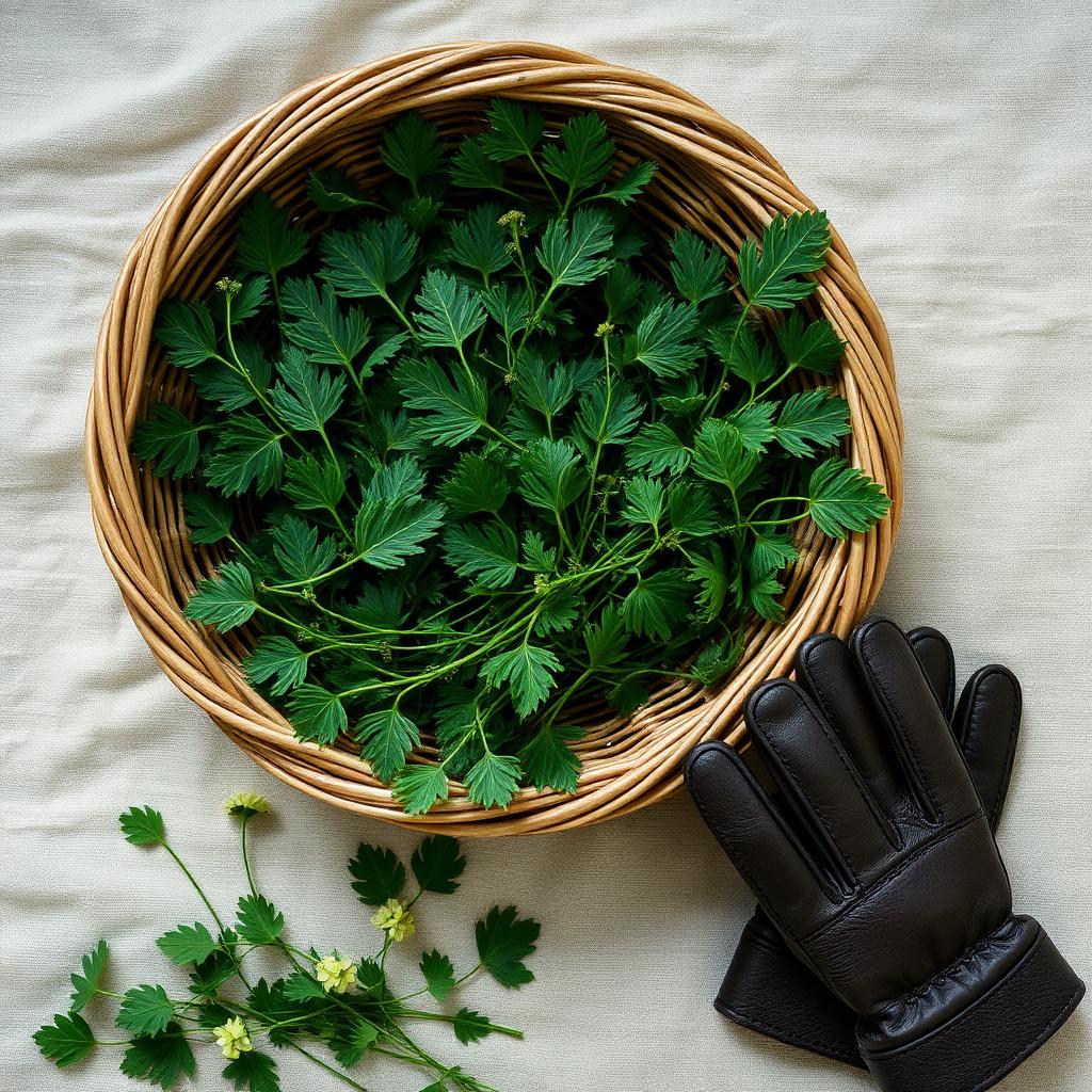 Nettle gathered in a basket