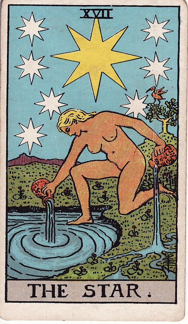 The Star — Rider–Waite-Smith tarot card by Pamela Colman Smith, 1909