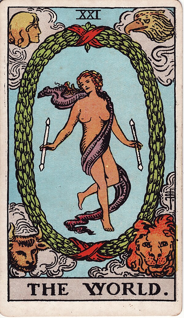 The World — Rider–Waite-Smith tarot card by Pamela Colman Smith, 1909
